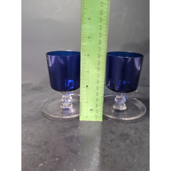 Cambridge Glass Footed Cigarette‎ Urns, Set of 2, Cobalt Sapphire Blue, Vintage - Picture 9 of 11